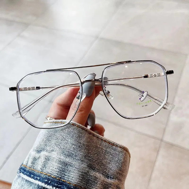 New Style Men Women Eyeglass Frames Polygon Shape Anti Blue Light Woman Glasses TR90 Material Glasses Trendy image 2