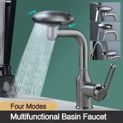 Multi Functional Waterfall Basin Faucet 4 Modes Stream Sprayer 360° Rotation Hot Cold Water Sink Mixer Wash Tap For Bathroom