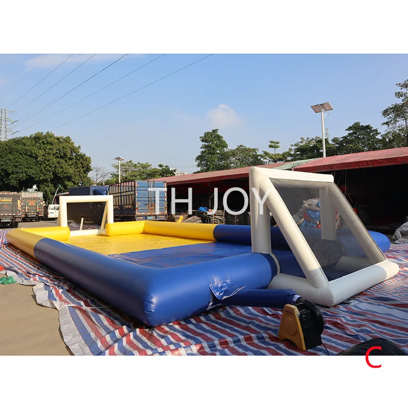 by ship to door, outdoor giant Inflatable water soap soccer field,commercial 14x7m inflatable football pitch arena with floor