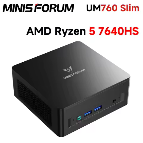 MINISFORUM UM760 Slim Mini PC Ryzen 5 7640HS TDP 60W DDR5 5600MT/s Win 11 Pro WiFi 6E BT5.2 USB4 DesttopOffice Gaming Computer