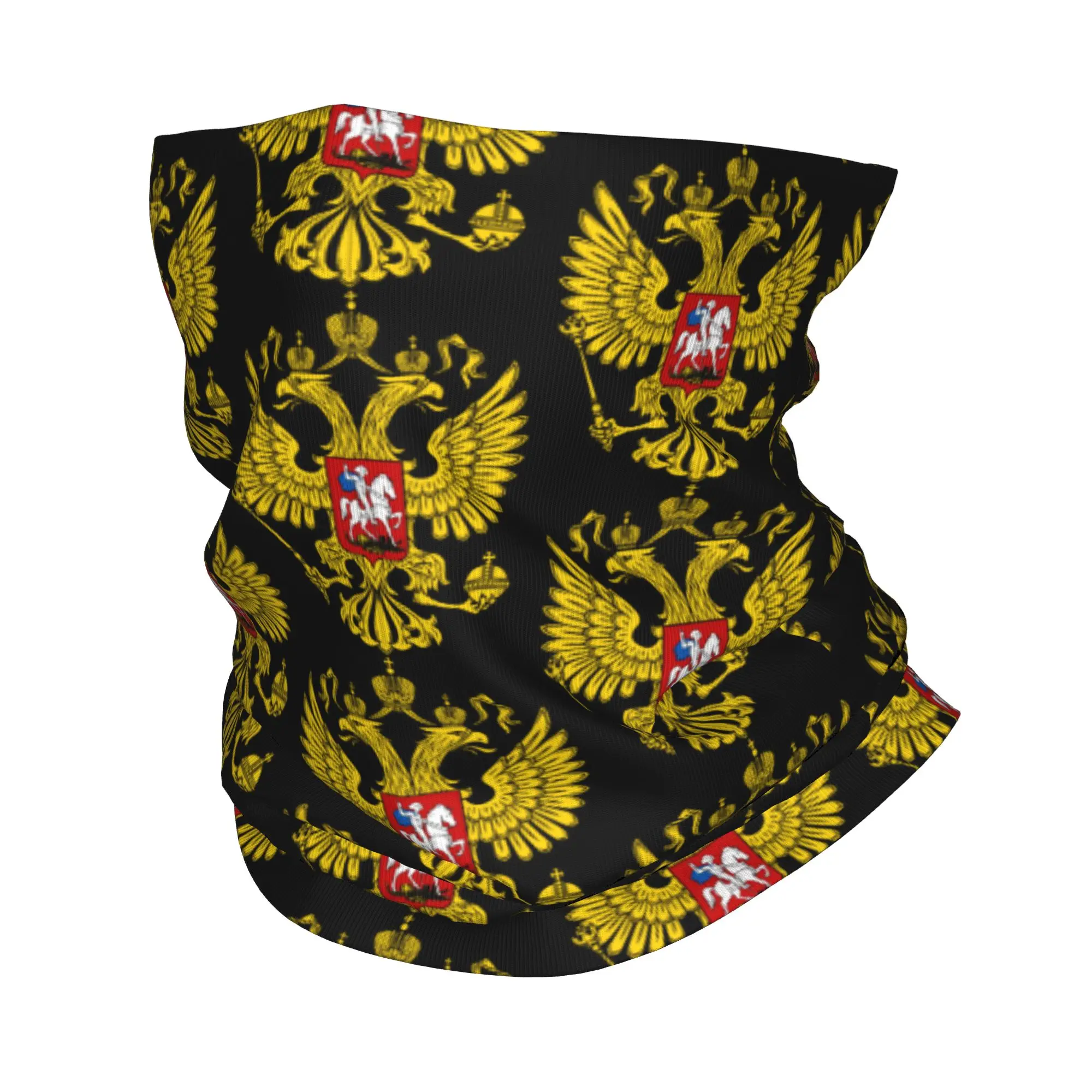 Custom Coat of Arms of Russia Bandana Neck Warmer Men Women Winter Hiking Ski Scarf Gaiter Russian Empire Face Cover