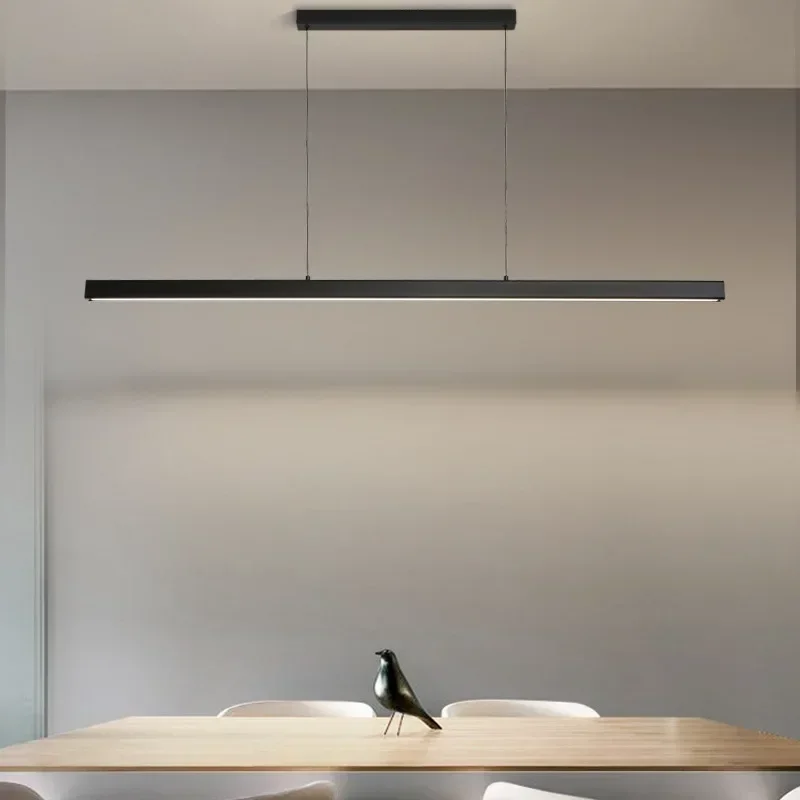 Modern Linear LED Pendant Light, 1.2M Long Strip Hanging Lamp, 36W Ceiling Spotlight for Kitchen Dining Table Bar Counter Office