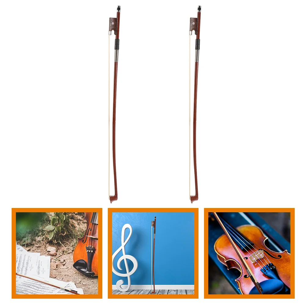 2 Pcs Instrument Accessory Well Balanced Bow Wood Violin Made Musical Equipment Accessories Part Wooden