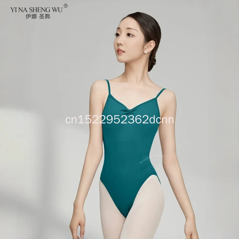 여성 발레 레오타드 스파게티 스트랩 캐미솔 솔리드 수영복 댄스 레오타드 발레 의상 로우 백 체조 댄스 바디수트