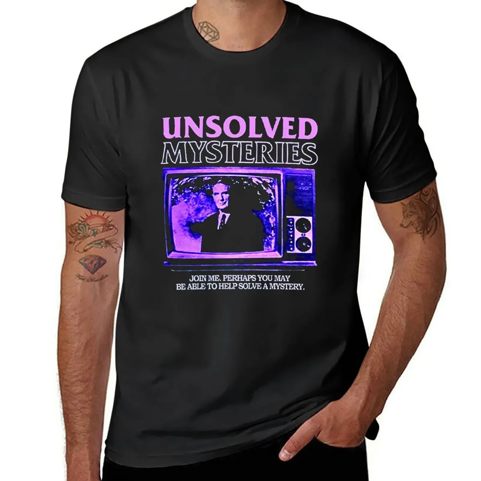 Unsolved Mysteries Robert Stack T-Shirt plus size clothes oversized graphic tee korean fashion black t-shirts for men