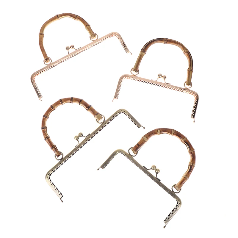 1 x Purse Frame Purse Kiss Clasp Lock Metal Frame Handbag Clasp Lock Bamboo Handle Clutch Bag