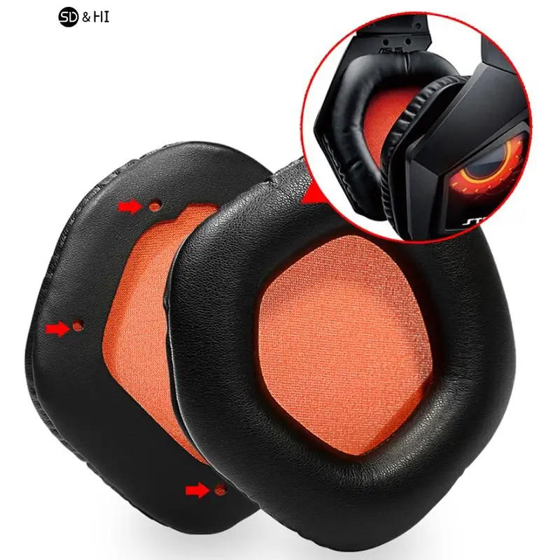 1Pair Replacement Potein Leather Memory Foam Cushion Ear Pads Earprads for Asus Rog Strix 7.1 2.0 PRO DSP Wireless Headphones