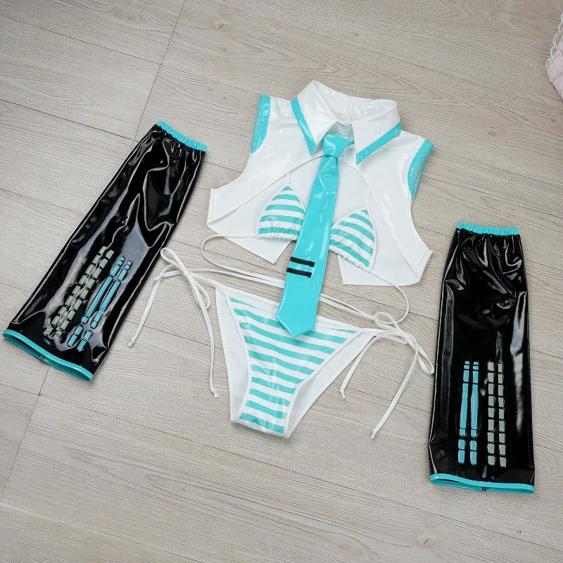 

Anime Cosplay Swimsuit Women Idol Roleplay Leather Style Uniform Swimwear Halloween Christmas Summer Clubwear Outfit