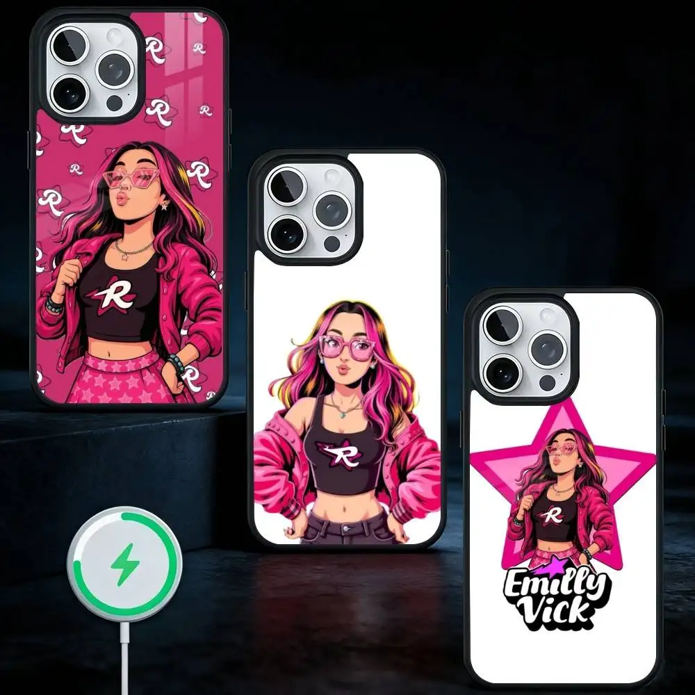 Coque de téléphone pour iPhone 17, 16, 15, 14, 13 Plus, Pro Max, magnétique pour charge sans fil MagSafe, par l'influenceuse brésilienne E-Emilly Vick