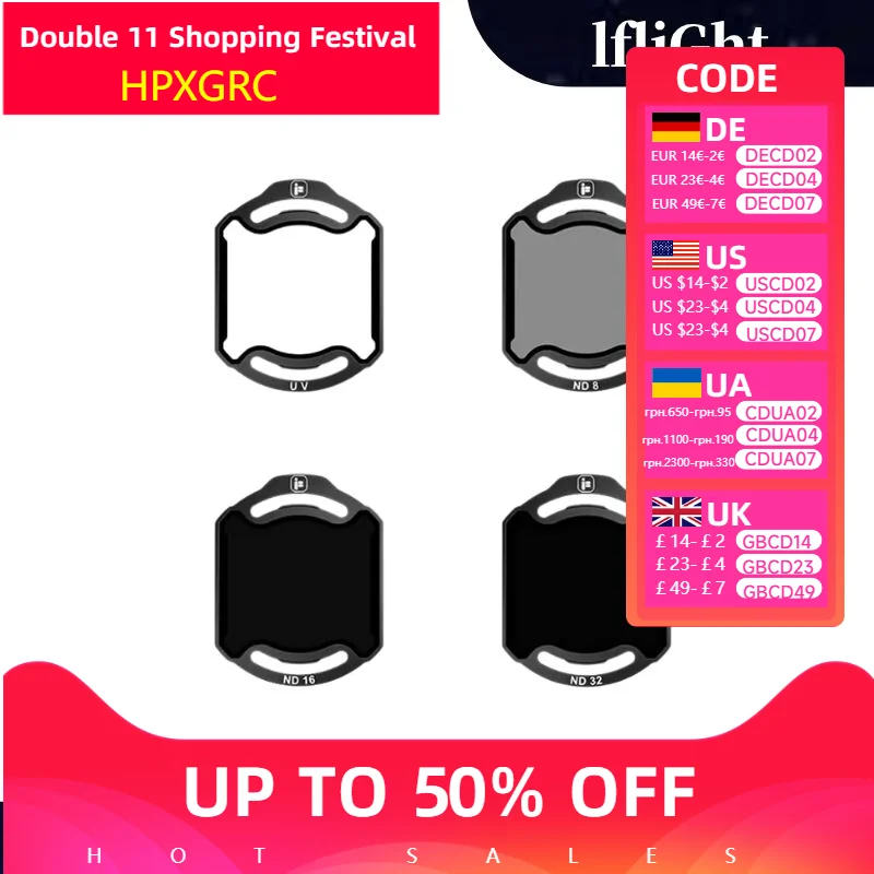 

iFlight O4 Air Unit Pro ND Filters Set UV/ND8/ND16/ND32 for O4 Pro Air Unit