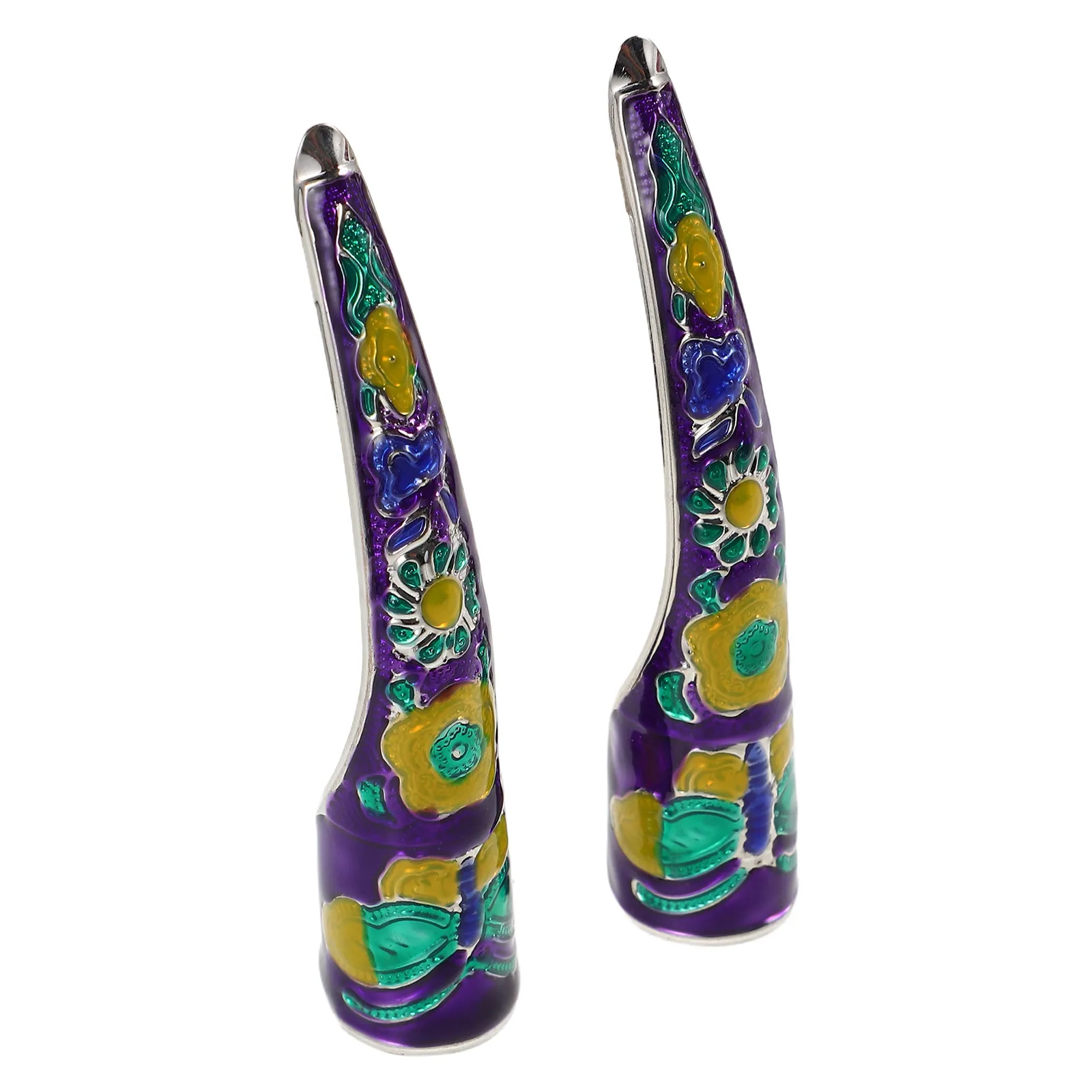 2Pcs Detachable Ancient Queen Fingertip Nail Claws Handcrafted Chinese Style Long Fake Nails Finger Protectors Cosplay