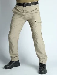 Two Ways Wearing Cargo Pants Quick Dry Tactical Pants Summer Working Trousers Multi Pockets Detachable Long Hiking Pants Outdoor