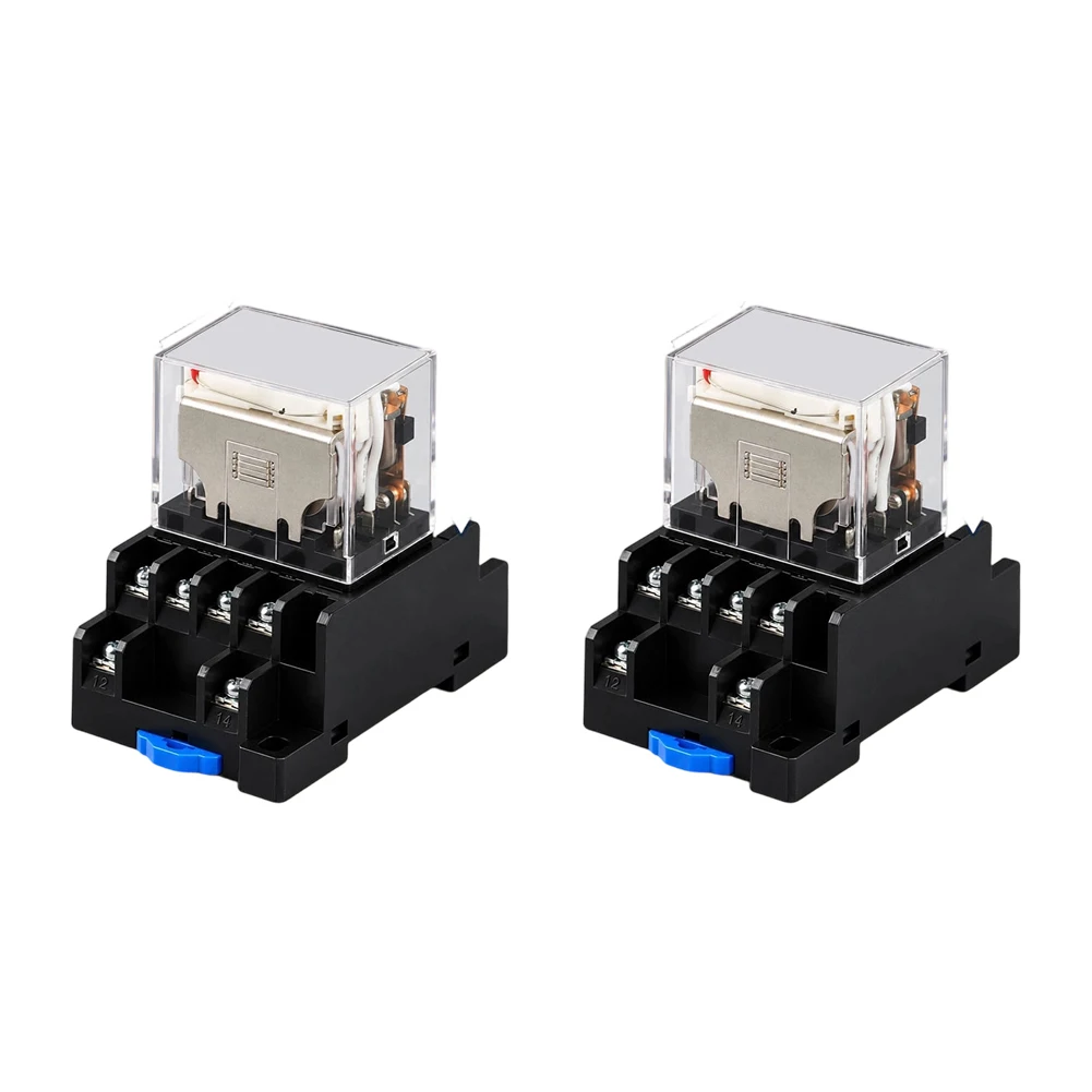 2pcs LY2NJ Electromagnetic Intermediate Relay 220V AC With Indicator Light For Industrial Control Panel Socket Base HH54P