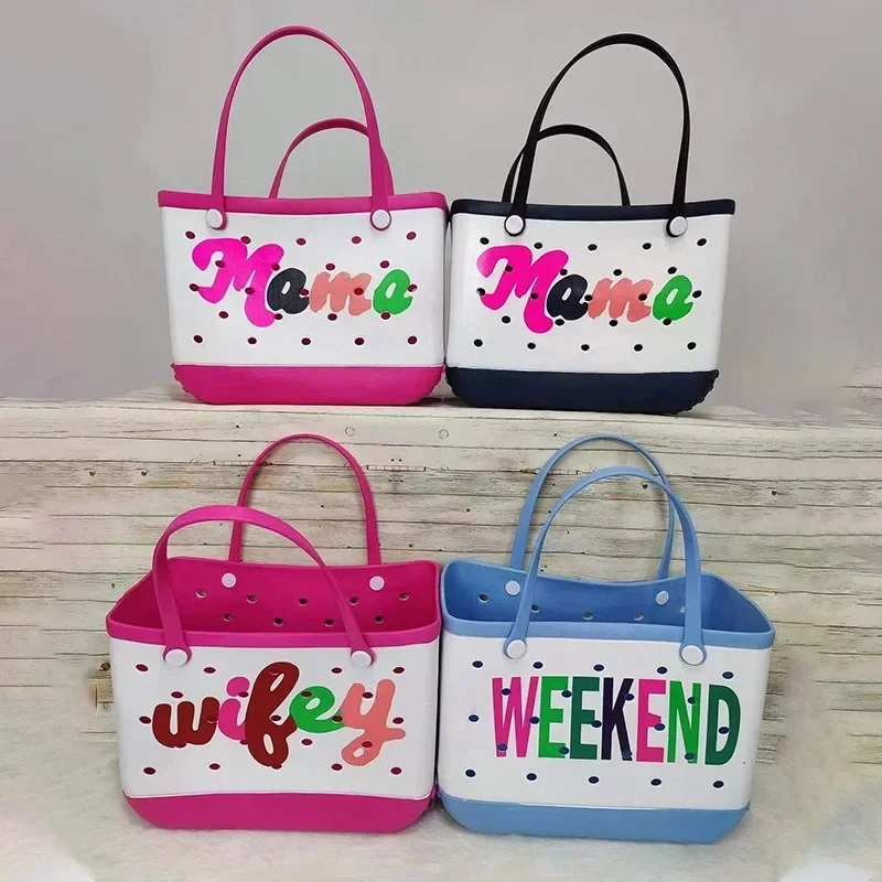 

Fashion Beach Bogg Bag Waterproof EVA Basket Women Large Capacity Summer Storage Handbag Lightweight Durable Rubber Tote Bag