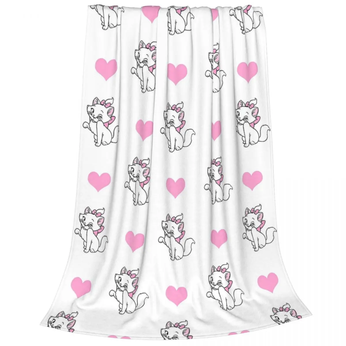 Koc flanelowy Cute Kitty Heart Marie Cat Aristocats Przenośne super miękkie koce do łóżka Kanapa Pluszowa cienka kołdra