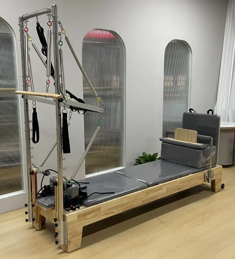 Pilate Yoga Fitness Training Studio Use Reformer with Half Tower Full Set Trapeze OAK Wood Reformer Pilates Reformer