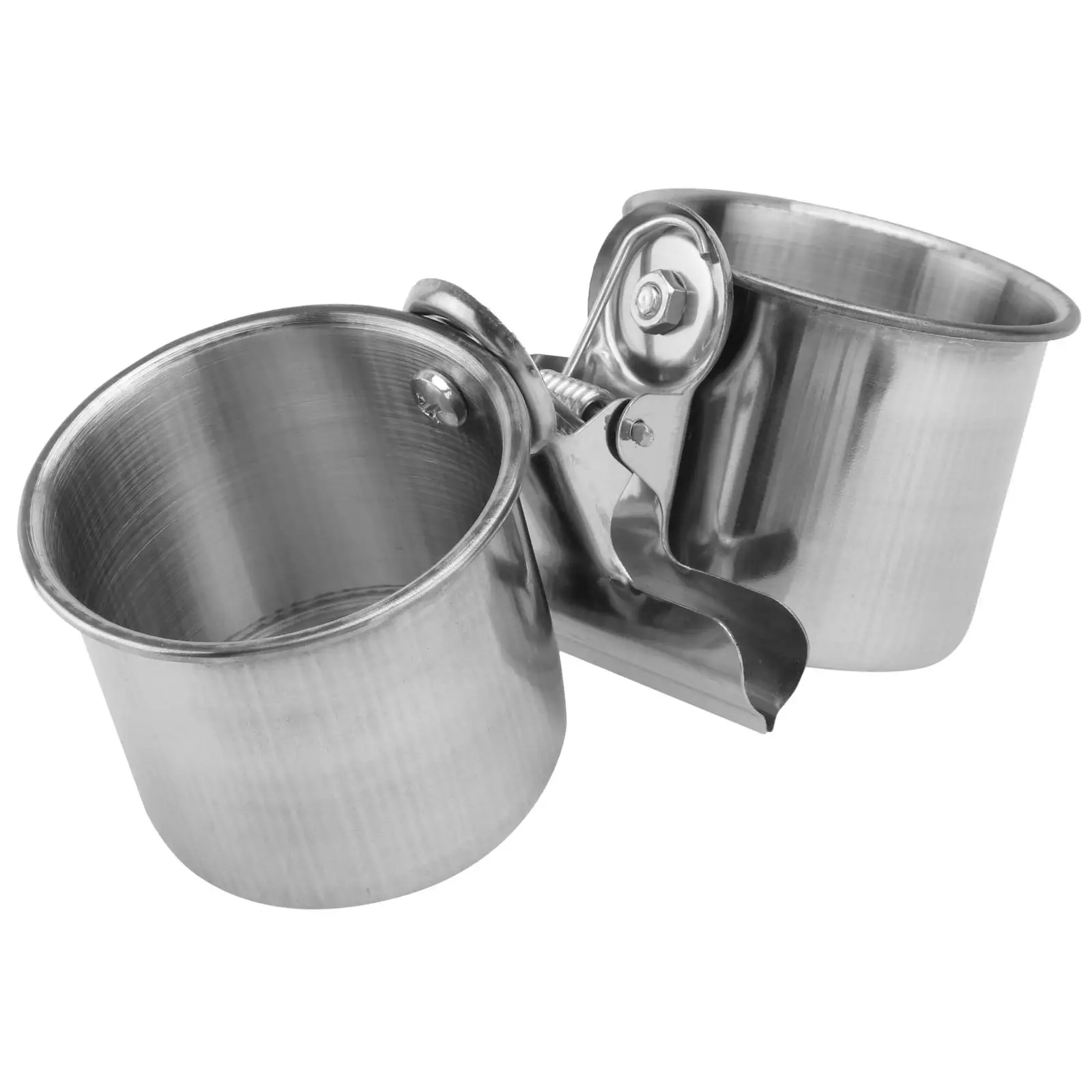 

Stainless Steel Parrot Feeder 2 Cups Easy Clean Portable Bird Bowl Cage Holder Food Water Bowls Pet Supplies Durable