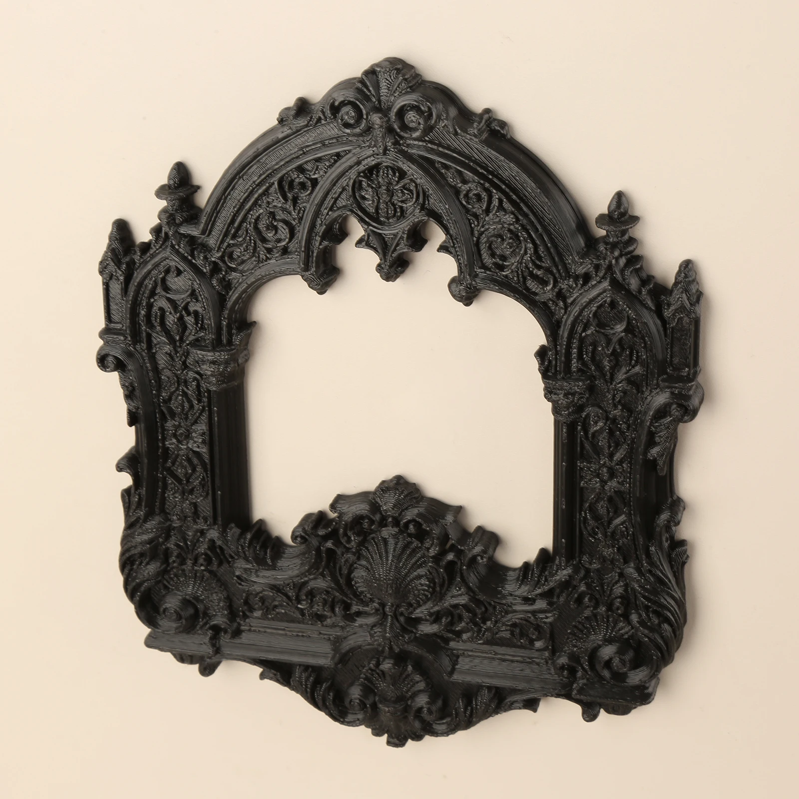 Cross-border Vintage Gothic Arch Carved Hollow Wall Frame, Matte Black Dark Tone Wall Decor for Retro Gothic Living Room Bedroom - view 4