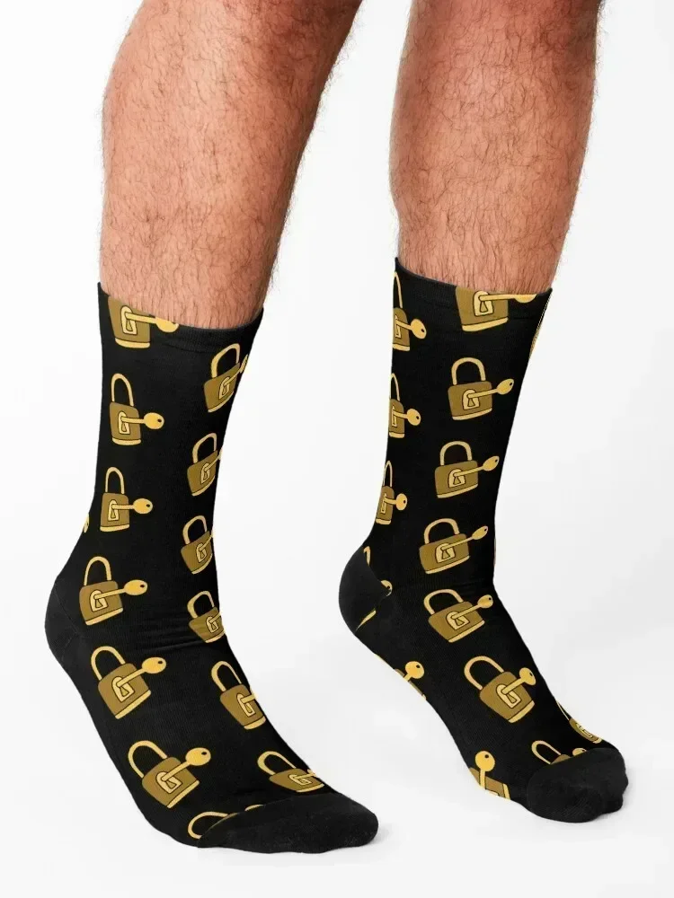 Golden Lock and Key Socks sports stockings Wholesale kids FASHION Designer Man Socks Women's