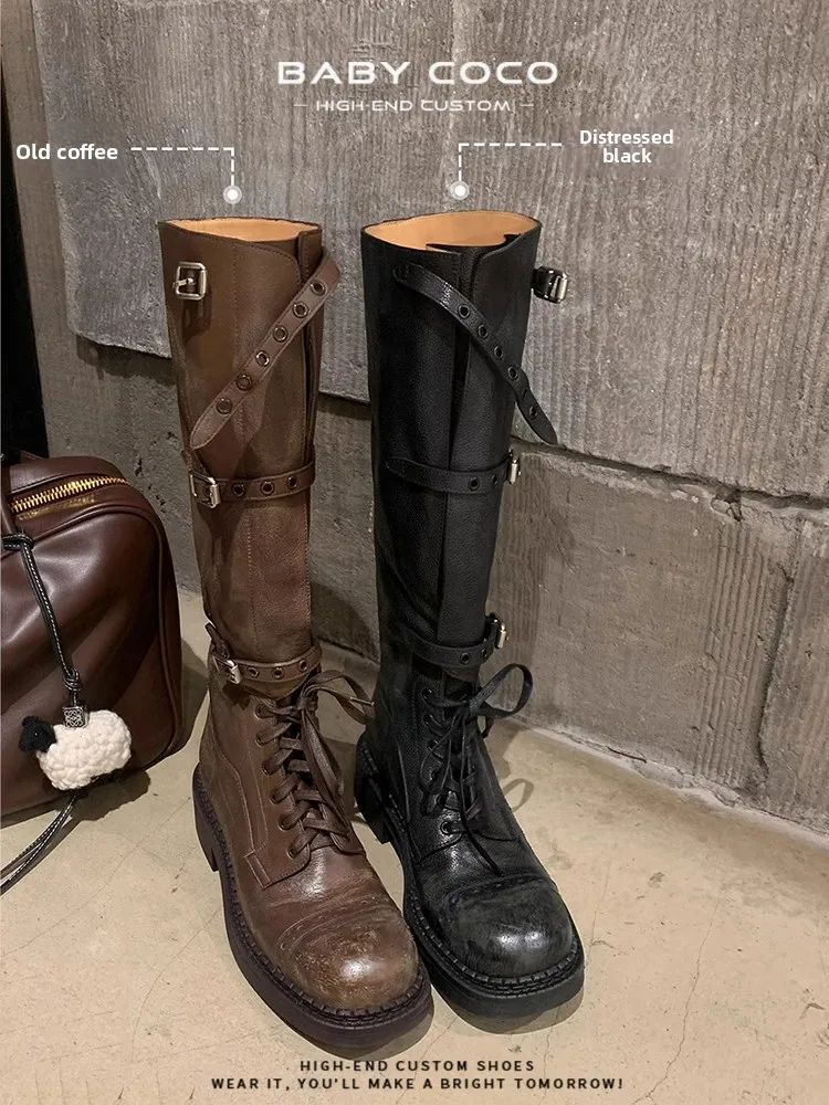 

Over-Knee Long Boots Women's Briti Sle High-Tube Knight Boots Western Long Boots Slim Boot Mid-High Tube Rider Boots