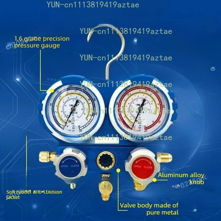 VMG-2-R22-B R410a/R134a/R32 Air Conditioner Fluorine Set Refrigerant Pressure Dual Gauge