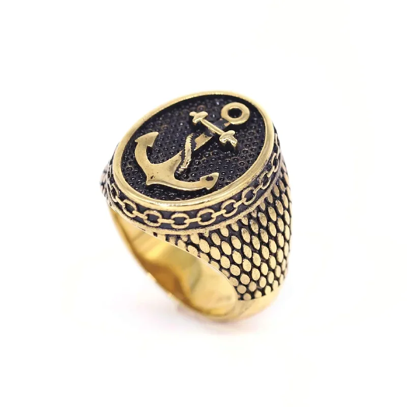 

Vintage Stainless Steel Anchor Ring Signet Nautical Pirate Sailor Punk Hiphop Biker Party Fashion Jewelry Gifts