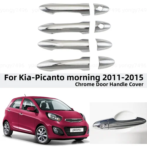 Para Kia Picanto Morning 2011 2012 2013 2014 2015 decoración cromada cubiertas de manija de puerta estilo pasta pegatinas de coche Accesorios