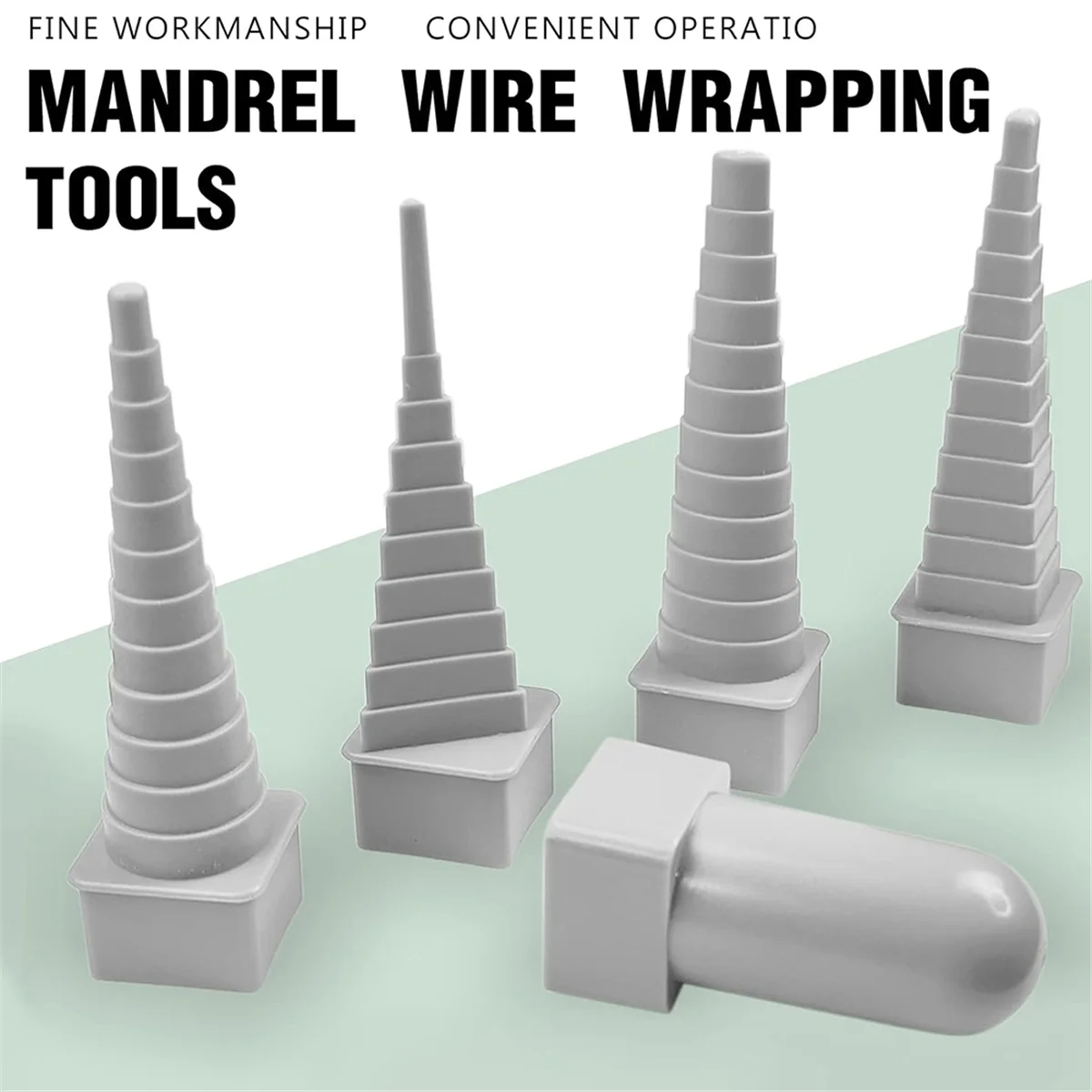 4 Piece Mandrel Wire Wrapping Tools Set,Includes Triangular, Round, Oval, Square and Plastic Handle for Metal Winding