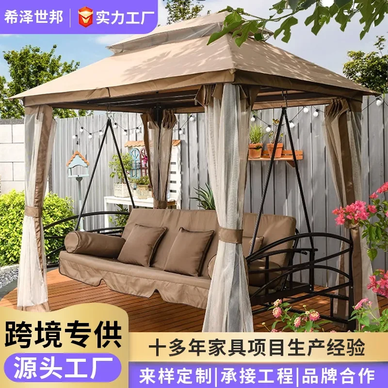 

Steel Outdoor Swing Bed Rocking Chair Can Sit And Lie Down Dual-purpose Swing Chair Courtyard Garden Iron Leisure Hammock Bed