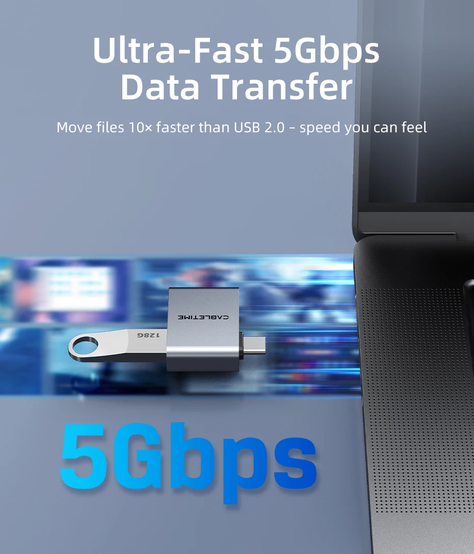 CABLETIME SD4.0 Kartenleser 3 IN 1 312 MB/s 5 Gbit/s USB A & USB C auf SD/TF Speicherkartenadapter für Laptop, Telefon, MacBook – Detail 6