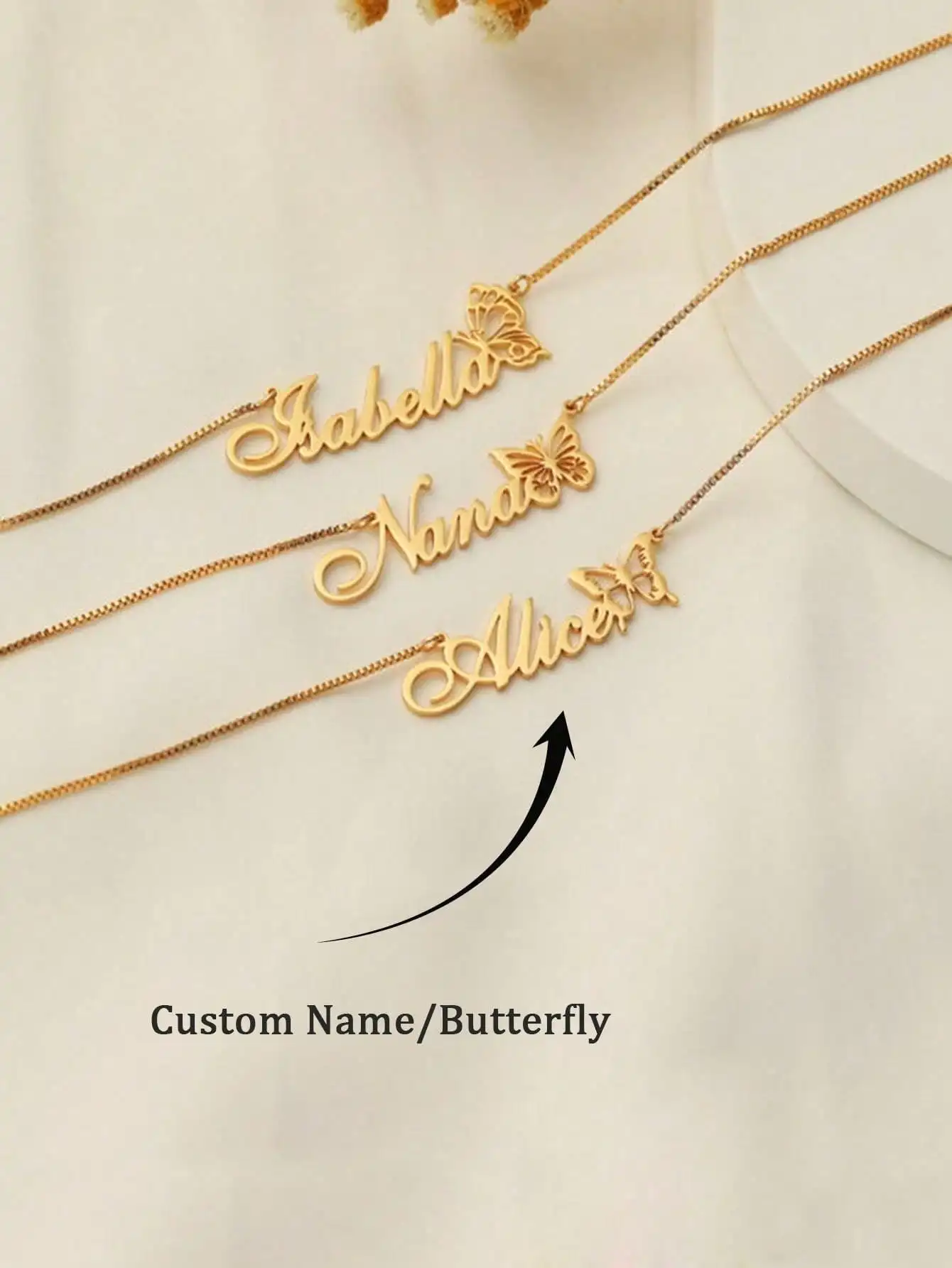

Butterfly name necklace, personalized gold necklace, box chain necklace, custom jewelry, personalized gift for her, birthday gif