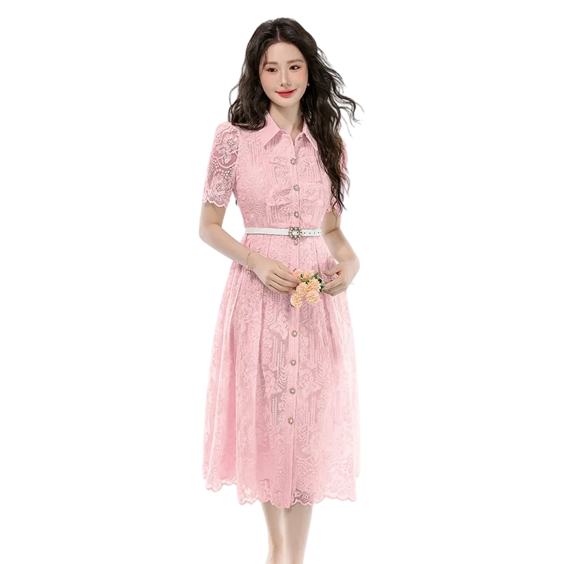 2025 خمر قصر نمط الملابس النسائية الفرنسية مأدبة المرأة الناضجة فستان بأكمام طويلة المرقعة الدانتيل فستان رسمي