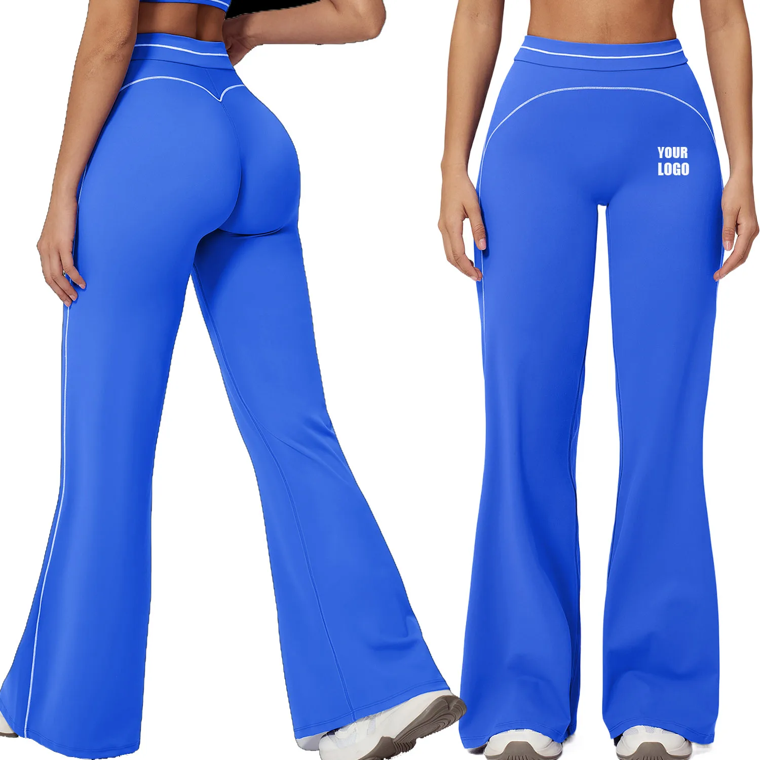 Custom LOGO women's autumn and winter wide-leg pants high waist contrasting colors loose casual sports running fitness trousers