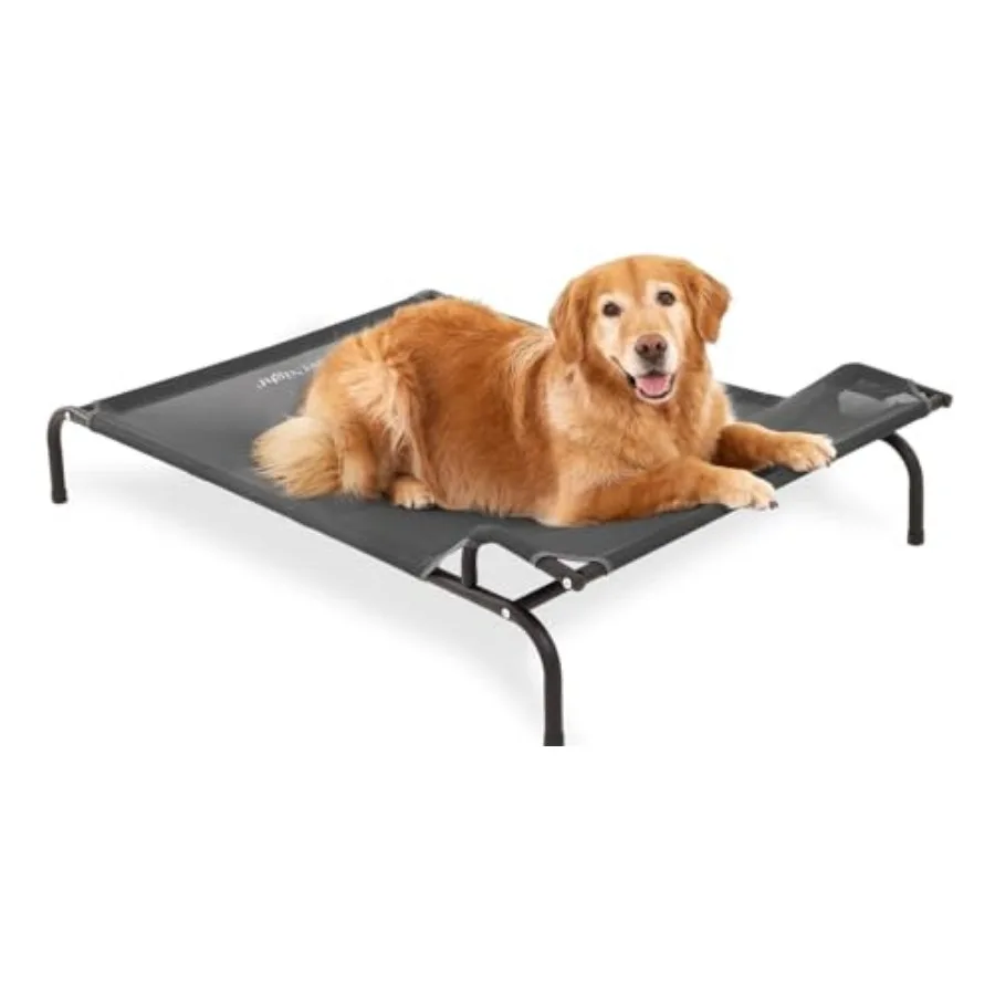 

Eevated Dog Bed with Headrest for arge Dogs Waterproof Raised Dog Cot for Outdoor - 51inch Heavy Duty Stee Frame arge Dog Bed a