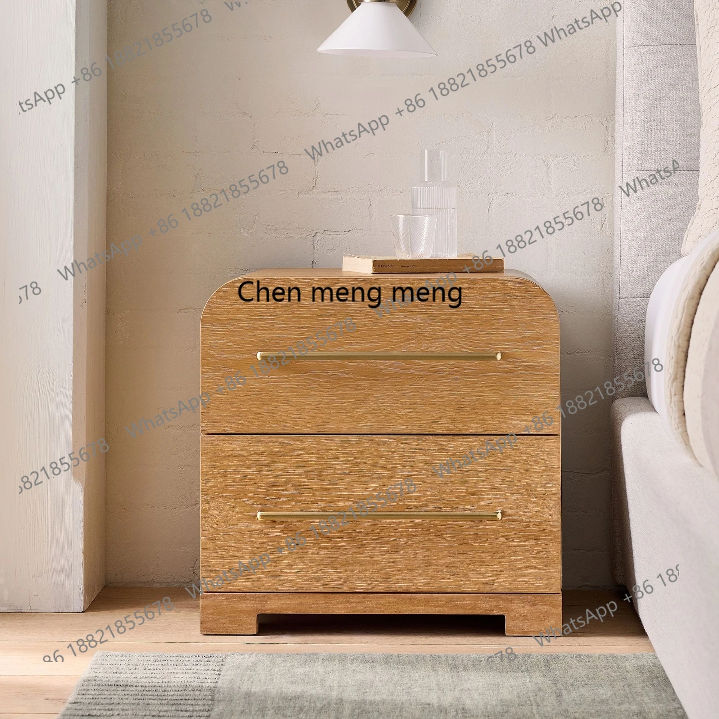 

Italian light luxury simple retro modern bedside table living room bedroom storage bedside table