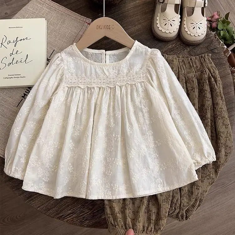 Girls Spring and Autumn 2024 New Style Fashion Children Jacquard Top Plus Floral Trousers Girls Baby Autumn Suit Casual