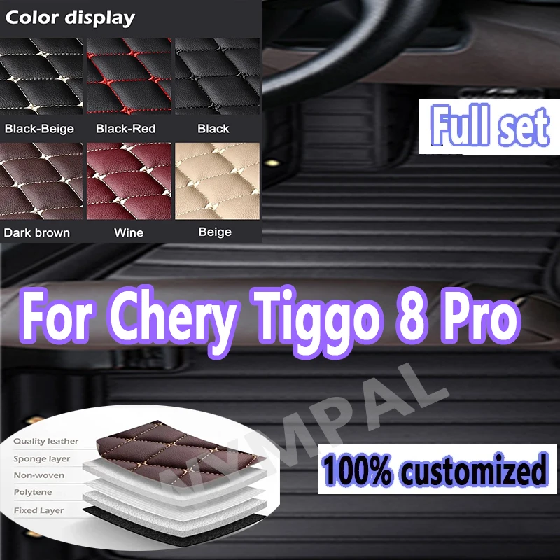 Luxury Custom Car Floor Mats For Chery Tiggo 8 Pro Five Seats 2022-2024 Auto Foot Pads Automobile Carpet Cover Interior mats