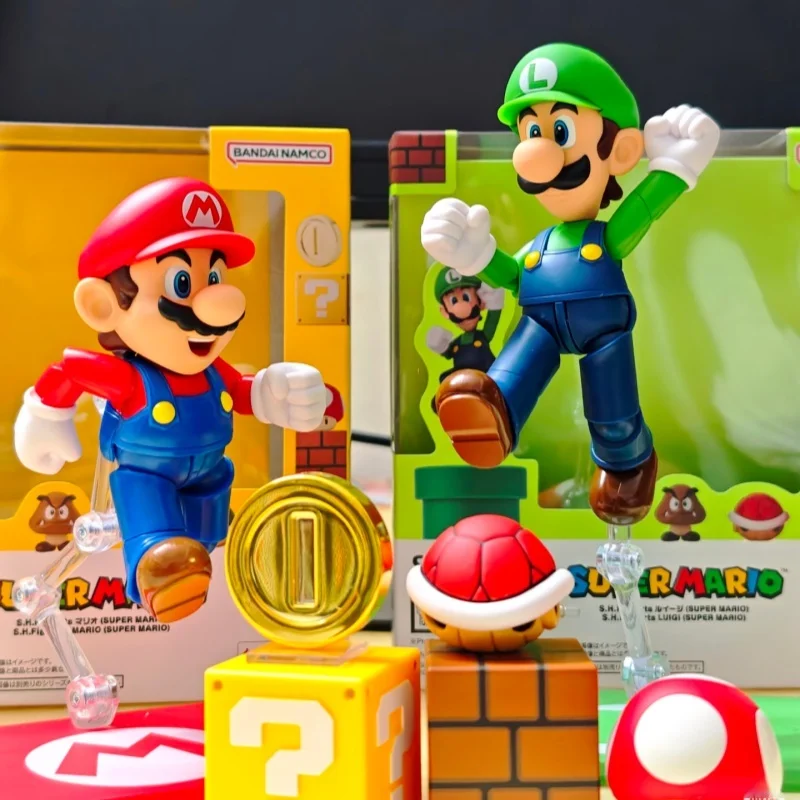 

Authentic Bandai Shf Super Mario Luigi Joint Movable Humanoid Doll Cartoon Toy Desktop Ornament Children'S Festival Gift