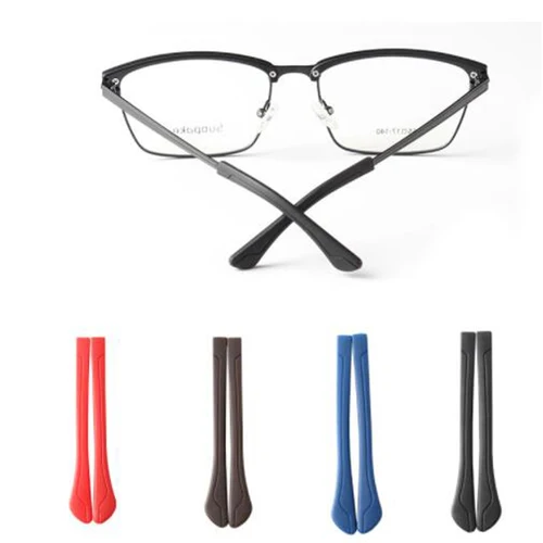 Cubierta de silicona para pies con raya de poros oblata, funda antideslizante para gafas, Gel de sílice suave para prevenir alergias, gafas de sol, ganchos para las orejas