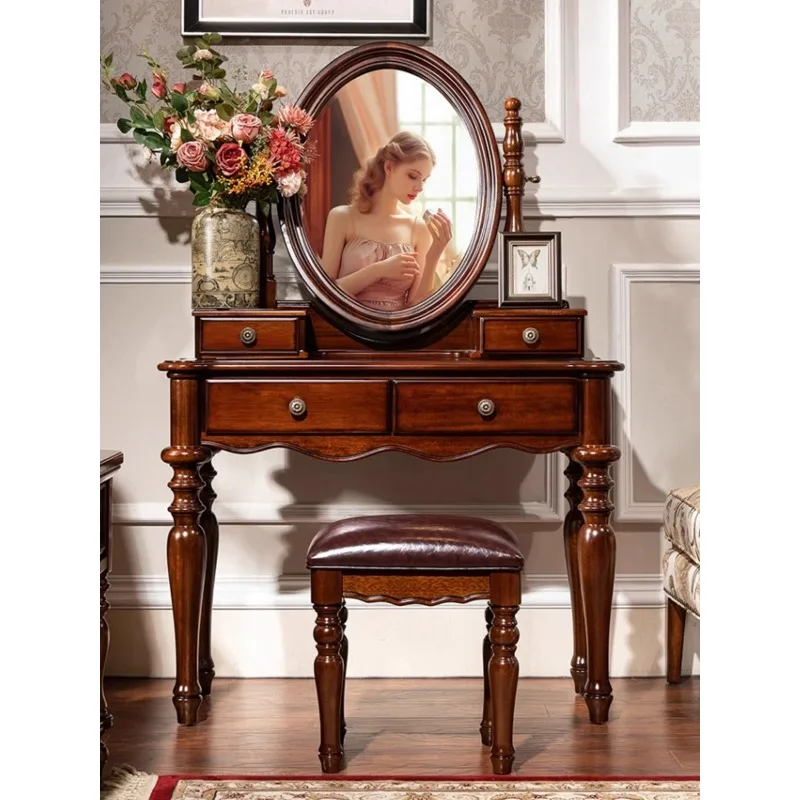 

Solid wood dresser retro makeup table bedroom dressing small apartment dresser small makeup table