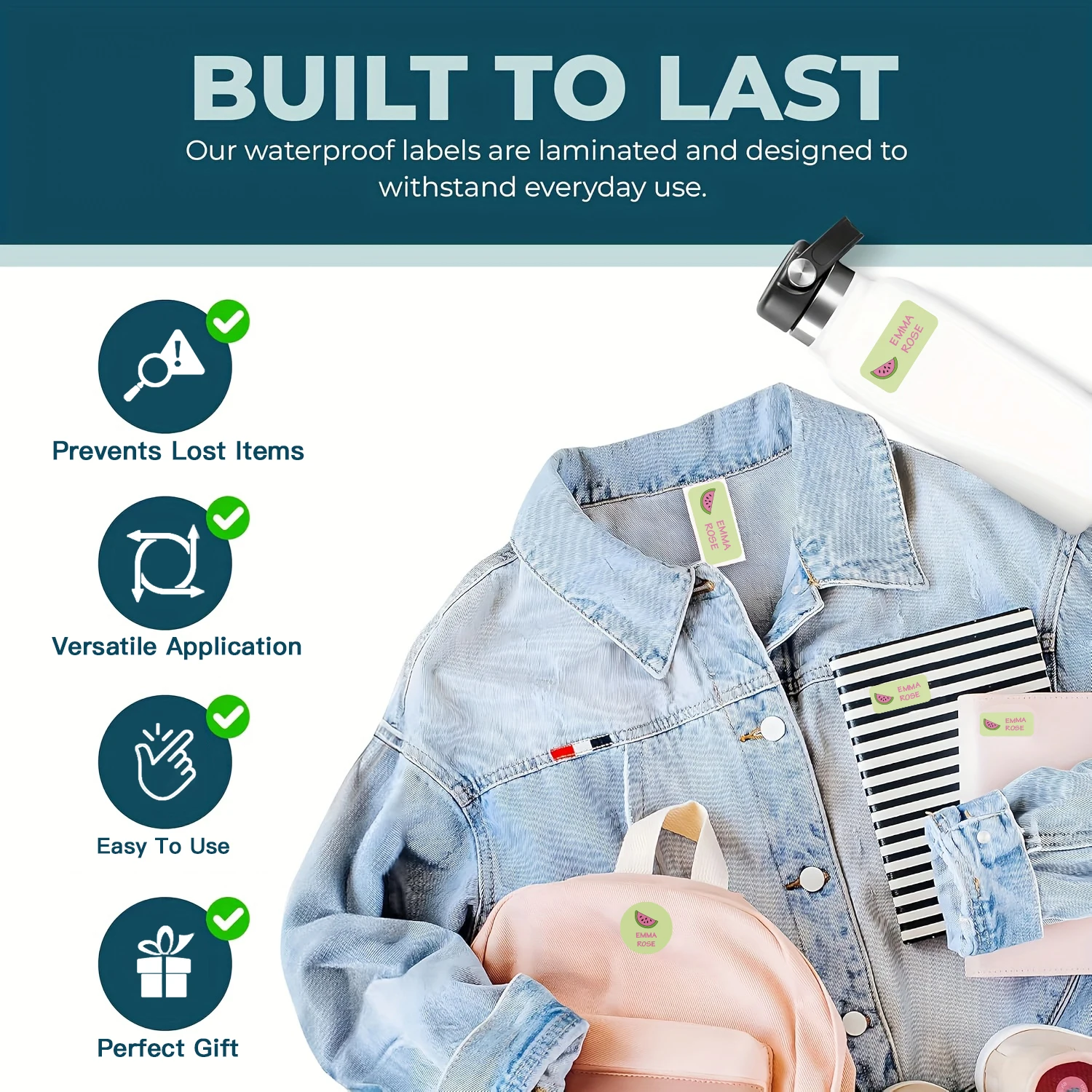 Custom Name Stickers,2 Sheets 127pcs Personalized Labels for Water Bottles,Lunch Boxes,Stationery,Kids’ Daycare,Easy to Apply