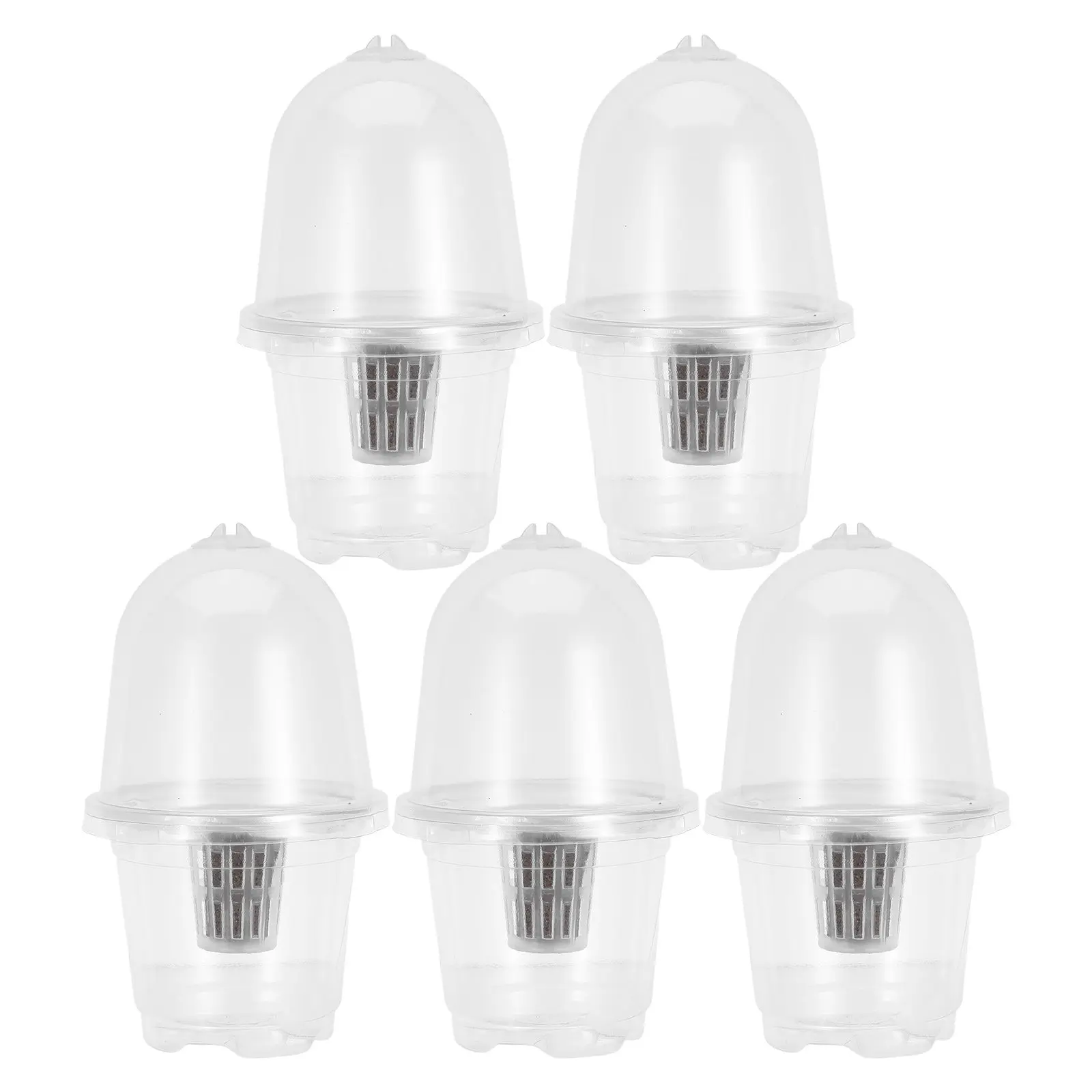 5Sets Plastic Material Hydroponic Seed Planter Pots Reusable Seedling Baskets Transparent Root View Cups Succulents Growing