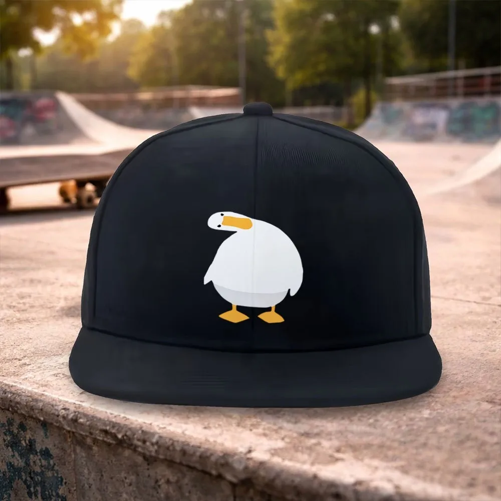 Anonymous Goose Duck Graphic Flat Brim Baseball Cap Unisex Adjustable Hip Hop Casual Hat
