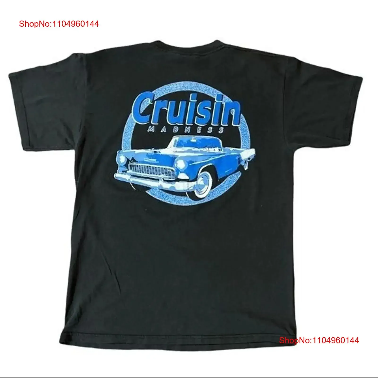 تي شيرت كلاسيكي للسيارة للرجال مقاس XL أسود 90s كروزين جنون كاجوال عتيق مغسول متعدد الاستخدامات ملابس مريحة ناعمة