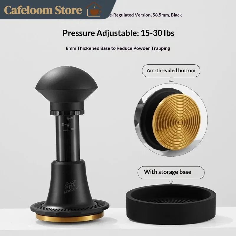 Hero 58mm Espresso Coffee Tamper Adjustable Pressure Titanium Plated Concentric Arc Base Professional Barista Home Coffee Brew