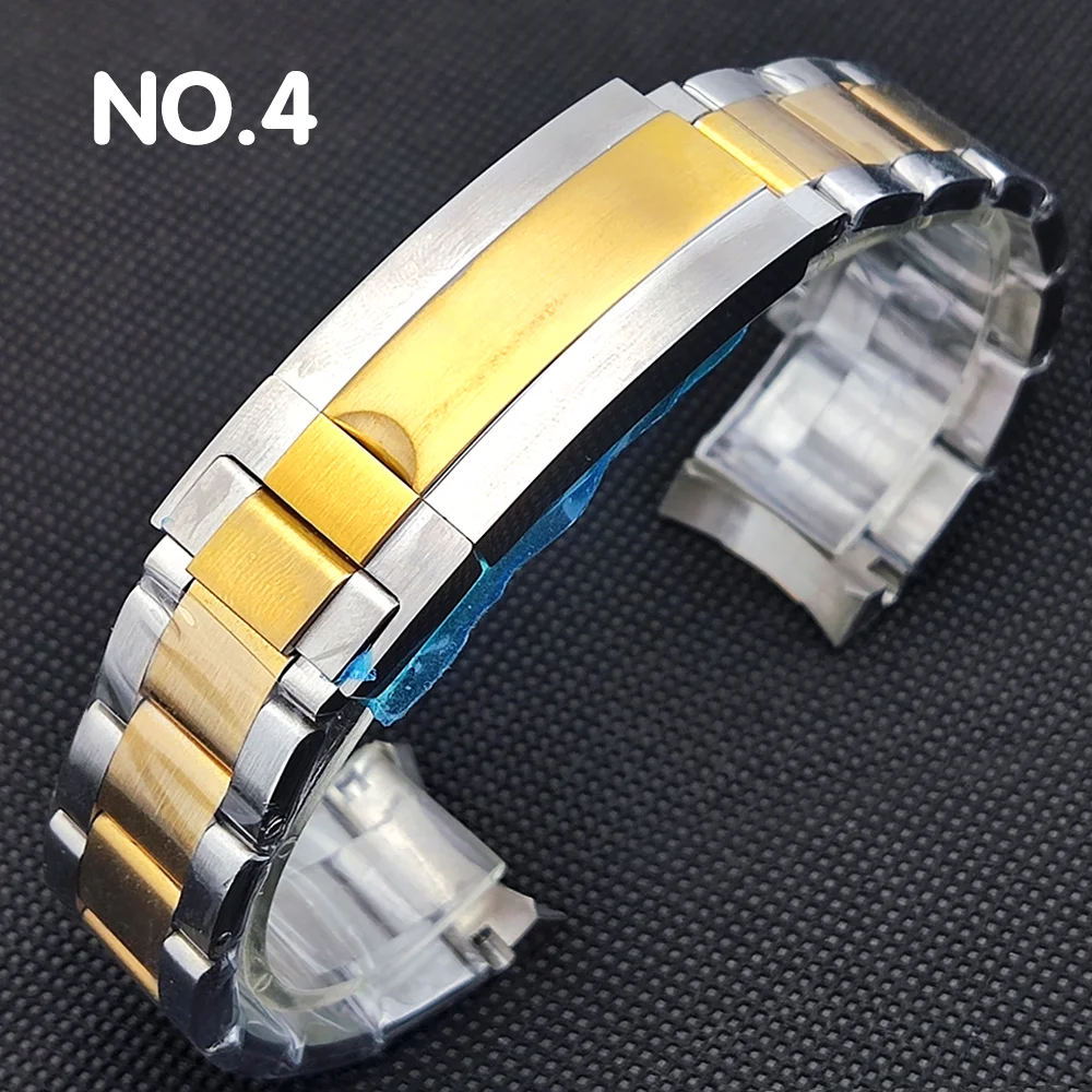 20mm Watch Strap 904L Stainless Steel Watch Strap Oyster Fits NH35 Watch Replacement Parts Slip Lock Buckle Wrist Strap