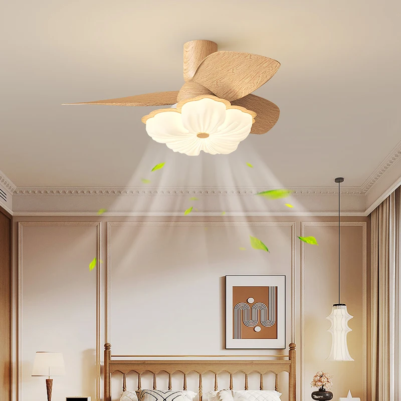 Medieval Cream Style Flower Bedroom Fan Light Living Room Study Dining Room Electric Fan Light Indoor Lighting Ceiling Fan Light