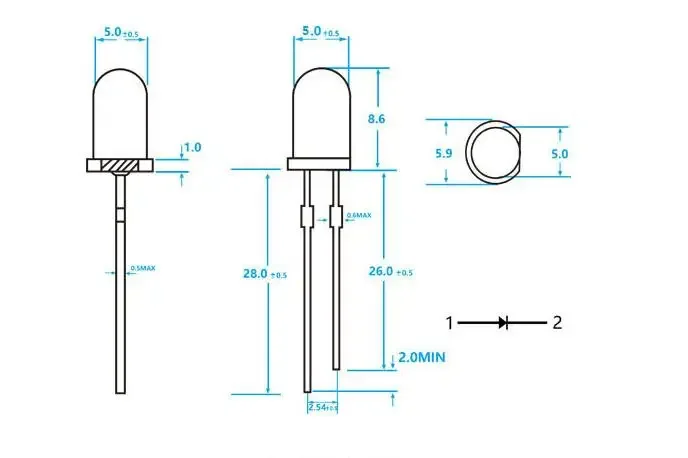100 Pcs Led Diode, F5 5mm Colorful LED Light Diodes LED Red Green Blue Yellow White Light