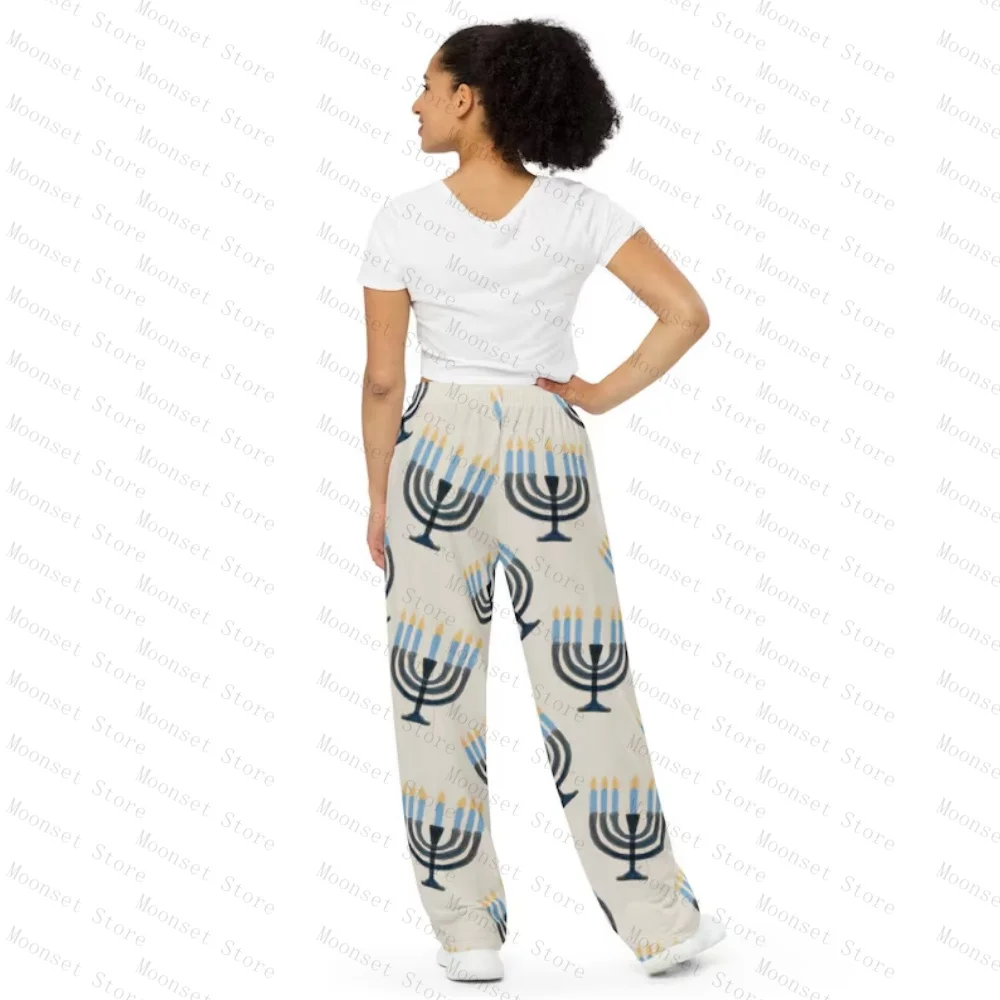 MEN'S HANUKKAH PAJAMA PANTS, WOMEN'S HOLIDAY PANTS FAMILY SLEEPWEAR–COMFORTABLE CASUAL SPRING SUMMER MILK SILK LOUNGE PANTS KIDS
