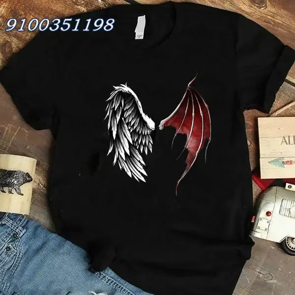 High Quality Devil Lucifer Letter Printed Tshirt Female Ladies Short Sleeve Loose Women T-shirt Harajuku Clothes Black Y2k Tops